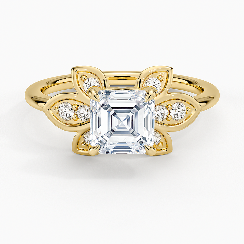 Luxe Fiore Diamond Ring Yellow Gold 18k Asscher Engagement Ring