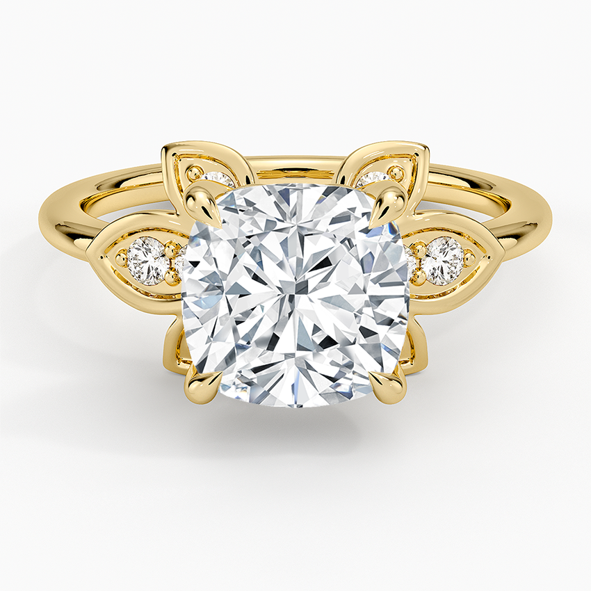 Luxe Fiore Diamond Ring Yellow Gold 18k Cushion Engagement Ring