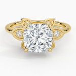 Luxe Fiore Diamond Ring Yellow Gold 18k Cushion Engagement Ring