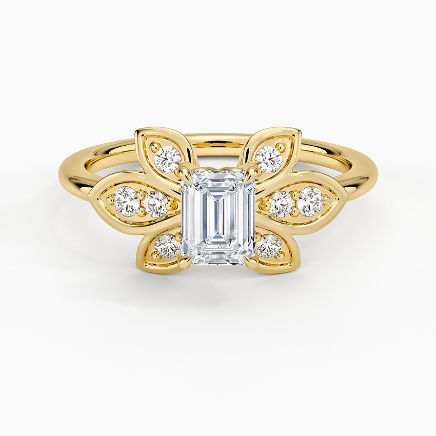 Luxe Fiore Diamond Ring Yellow Gold 18k Emerald Engagement Ring