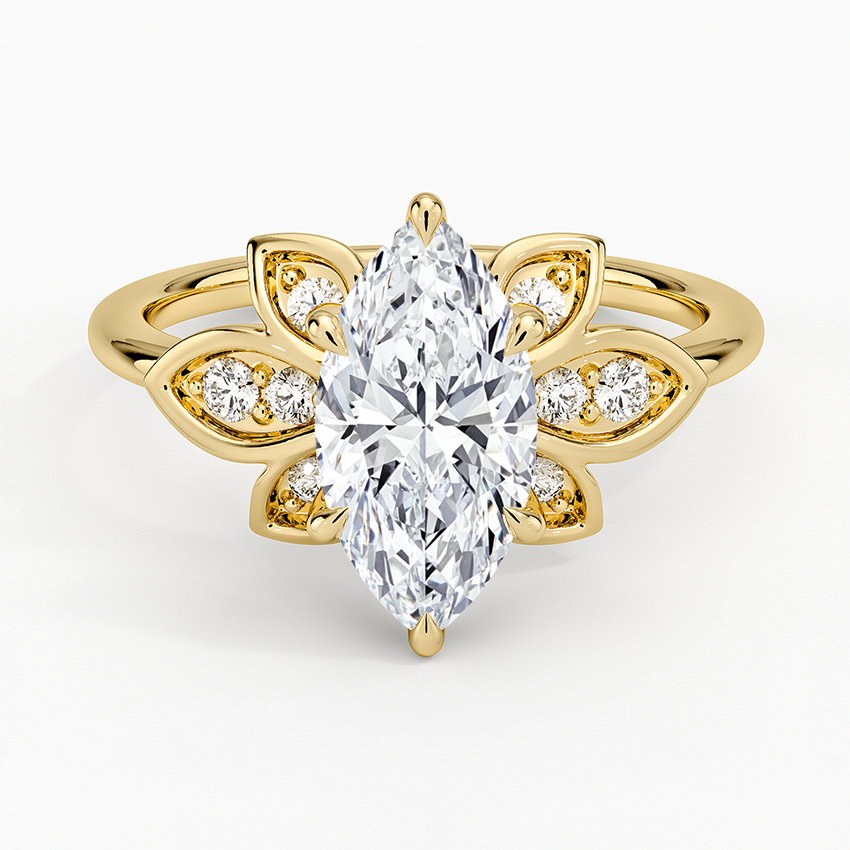 Luxe Fiore Diamond Ring Yellow Gold 18k Marquise Engagement Ring