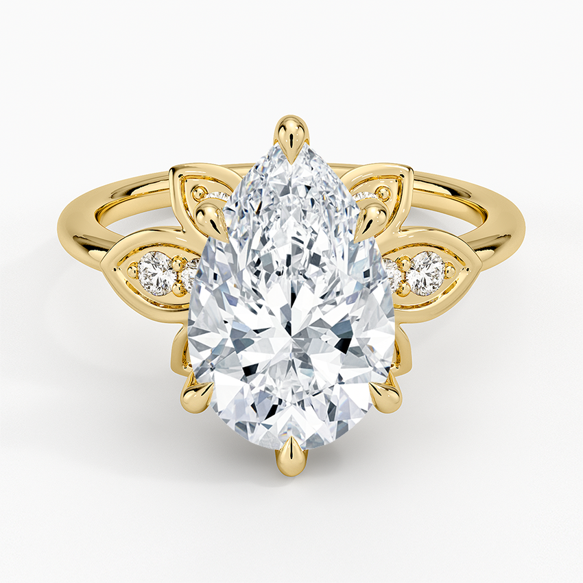 Luxe Fiore Diamond Ring Yellow Gold 18k Pear Engagement Ring