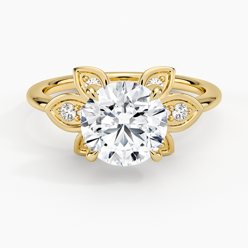 Luxe Fiore Diamond Ring Yellow Gold 18k Round Engagement Ring