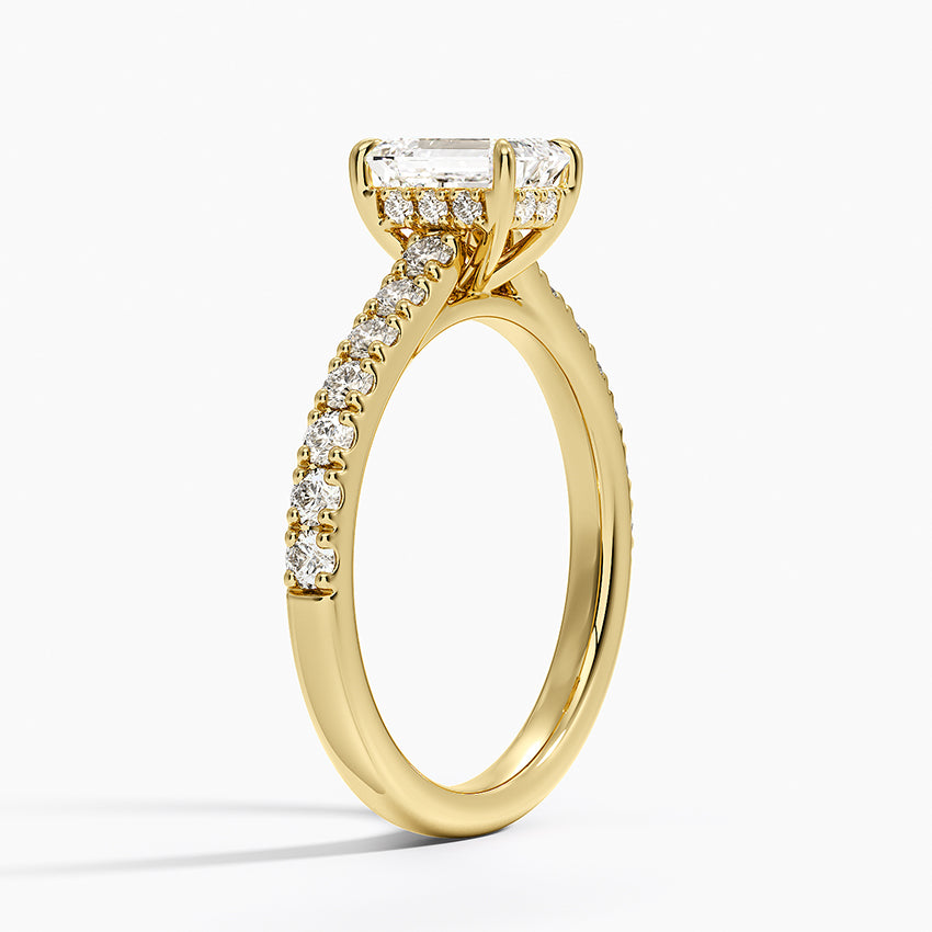 Grand Lissome Diamond Ring Yellow Gold 18k Emerald Engagement Ring
