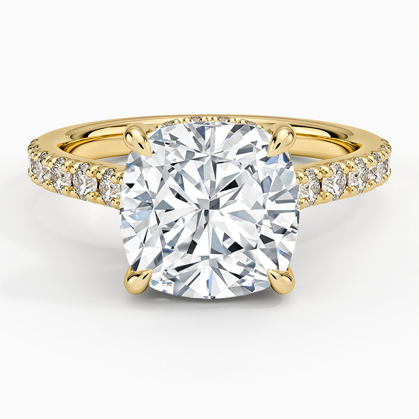 Grand Lissome Diamond Ring Yellow Gold 18k Cushion Engagement Ring