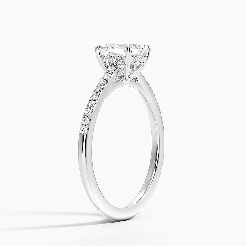 Lissome Half Coverage Diamond Ring Platinum Asscher Engagement Ring