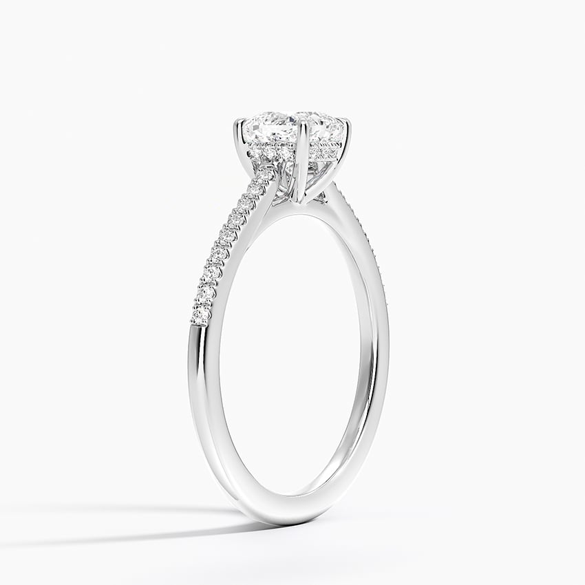 Lissome Half Coverage Diamond Ring Platinum Cushion Engagement Ring