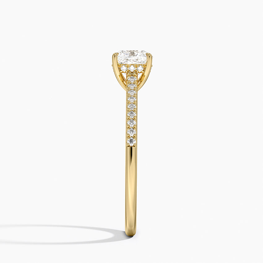 Lissome Half Coverage Diamond Ring Yellow Gold 18k Cushion Engagement Ring