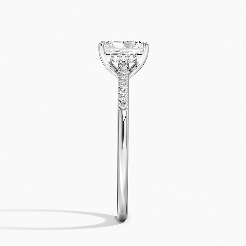 Lissome Half Coverage Diamond Ring Platinum Radiant Engagement Ring