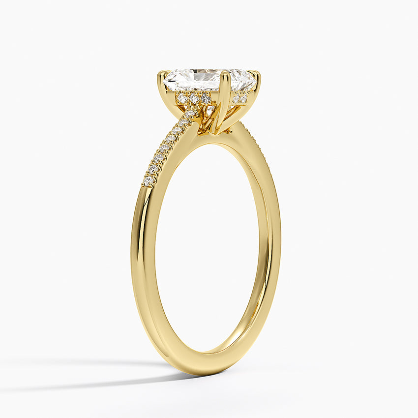Lissome Half Coverage Diamond Ring Yellow Gold 18k Radiant Engagement Ring