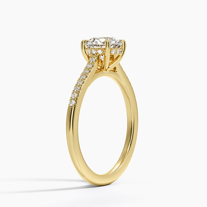 Lissome Half Coverage Diamond Ring Yellow Gold 18k Round Engagement Ring
