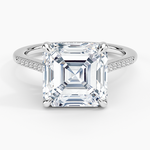 Lissome Half Coverage Diamond Ring Platinum Asscher Engagement Ring