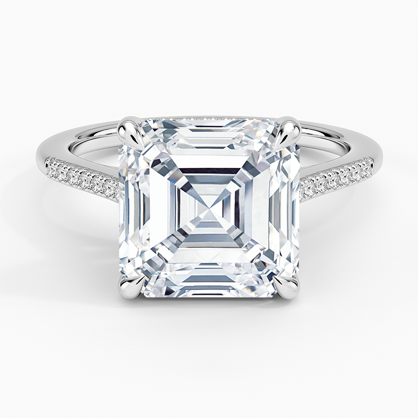 Lissome Half Coverage Diamond Ring Platinum Asscher Engagement Ring