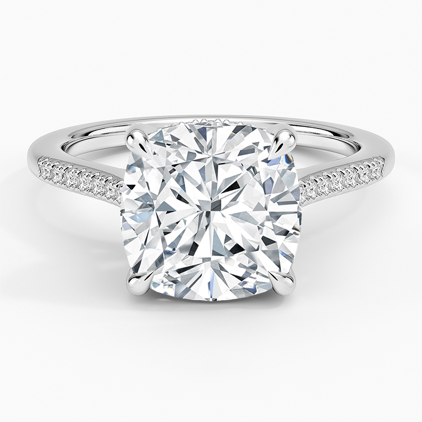 Lissome Half Coverage Diamond Ring Platinum Cushion Engagement Ring