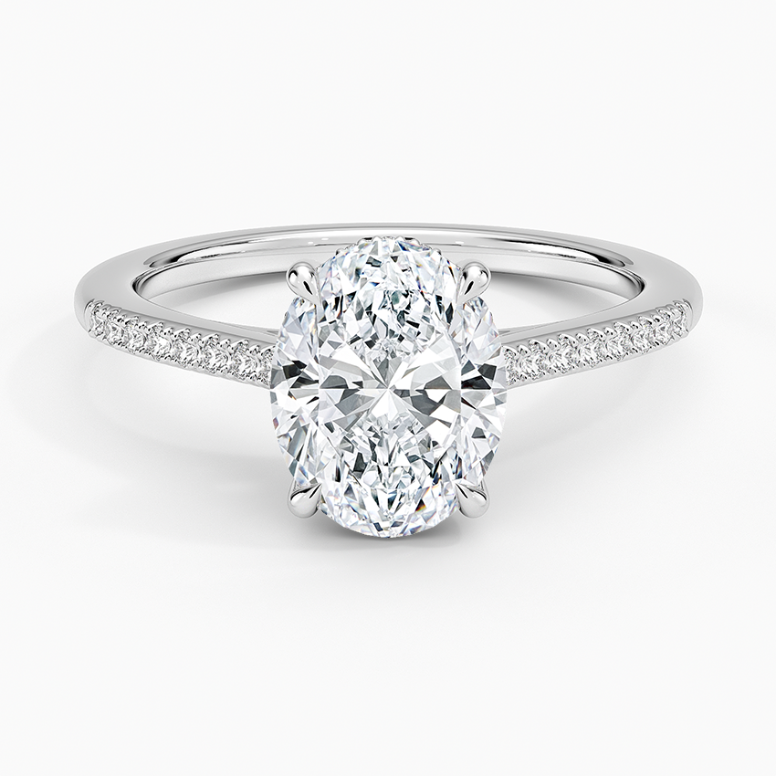 Lissome Half Coverage Diamond Ring Platinum Oval Engagement Ring