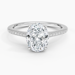 Lissome Half Coverage Diamond Ring Platinum Oval Engagement Ring