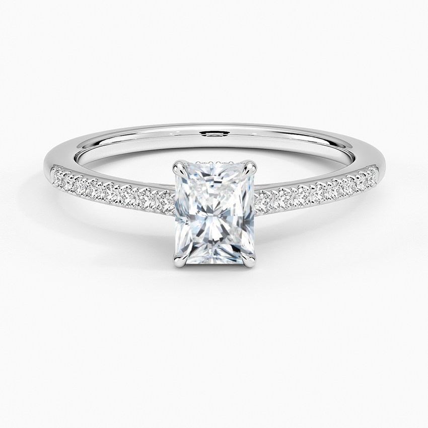 Lissome Half Coverage Diamond Ring Platinum Radiant Engagement Ring