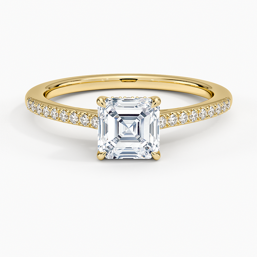 Lissome Half Coverage Diamond Ring Yellow Gold 18k Asscher Engagement Ring
