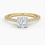 Lissome Half Coverage Diamond Ring Yellow Gold 18k Cushion Engagement Ring