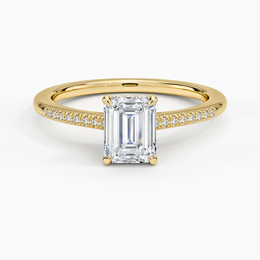 Lissome Half Coverage Diamond Ring Yellow Gold 18k Emerald Engagement Ring