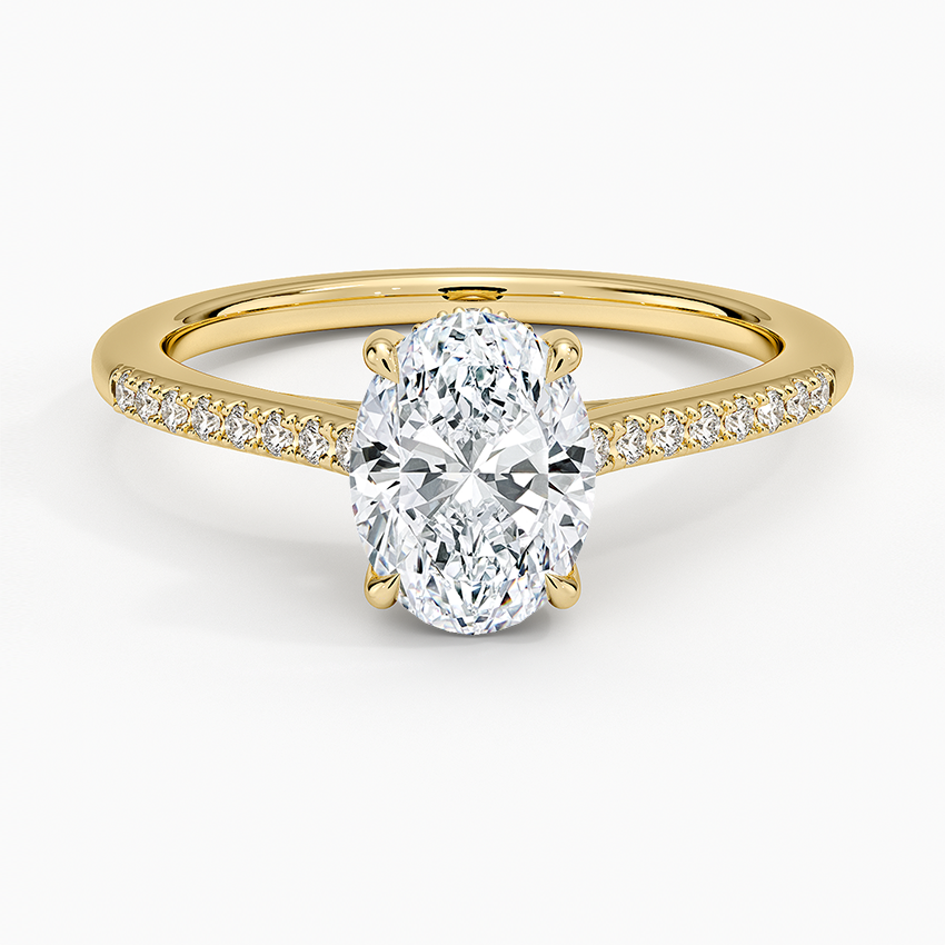 Lissome Half Coverage Diamond Ring Yellow Gold 18k Oval Engagement Ring