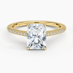 Lissome Half Coverage Diamond Ring Yellow Gold 18k Radiant Engagement Ring