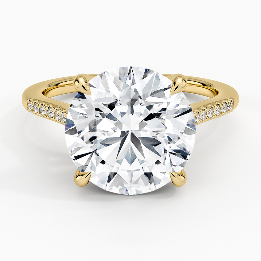 Lissome Half Coverage Diamond Ring Yellow Gold 18k Round Engagement Ring