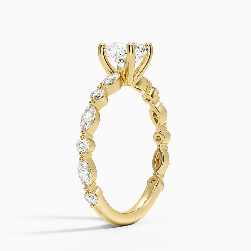 Versailles Three-Quarter Coverage Diamond Ring (1/2 ct. tw.) Yellow Gold 18k Cushion Engagement Ring