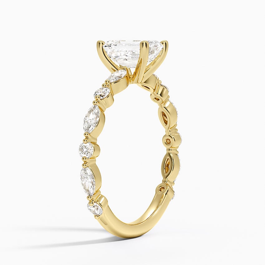 Versailles Three-Quarter Coverage Diamond Ring (1/2 ct. tw.) Yellow Gold 18k Emerald Engagement Ring