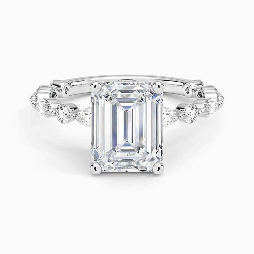 Versailles Three-Quarter Coverage Diamond Ring (1/2 ct. tw.) Platinum Emerald Engagement Ring