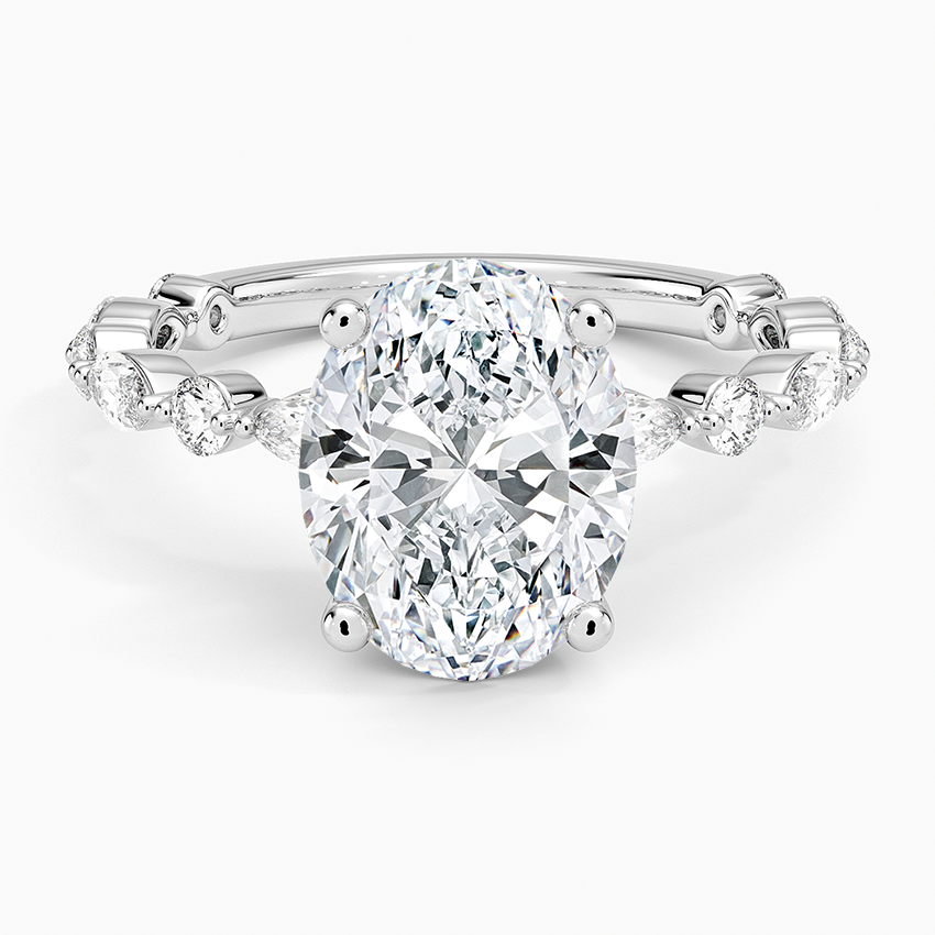 Versailles Three-Quarter Coverage Diamond Ring (1/2 ct. tw.) Platinum Oval Engagement Ring