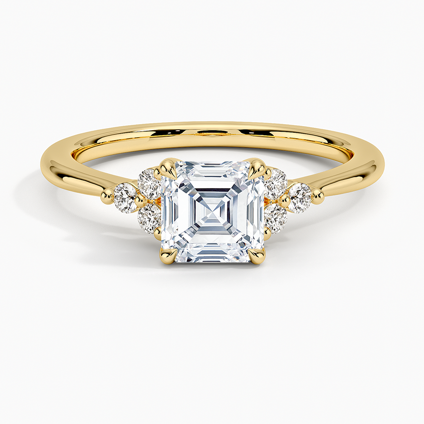 Melody Diamond Ring Yellow Gold 18k Asscher Engagement Ring
