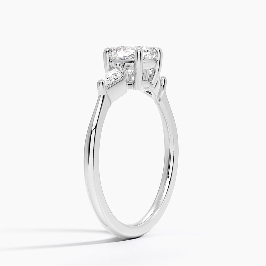 Cometa Three Stone Diamond Ring Platinum Cushion Engagement Ring