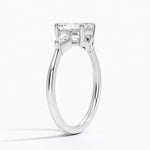 Cometa Three Stone Diamond Ring Platinum Emerald Engagement Ring