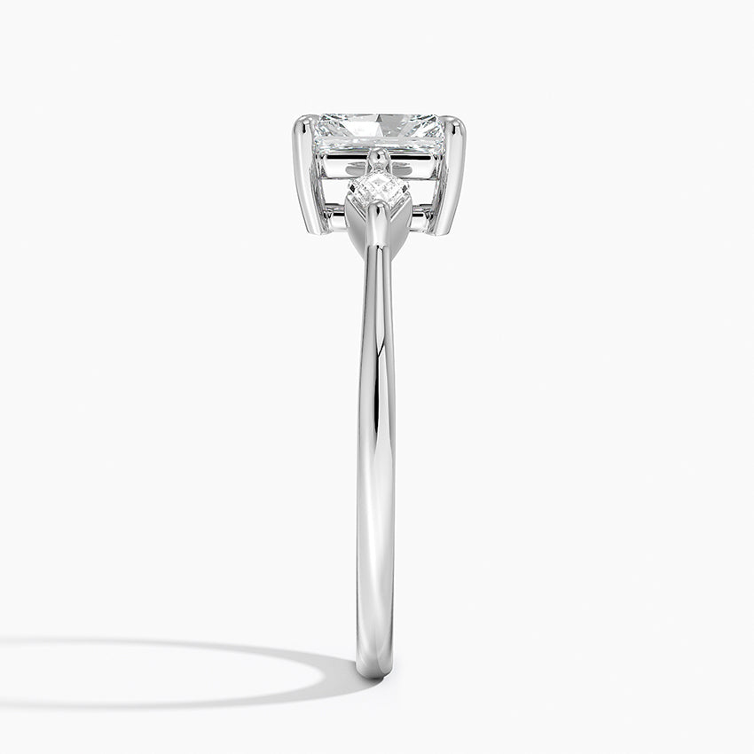 Cometa Three Stone Diamond Ring Platinum Radiant Engagement Ring