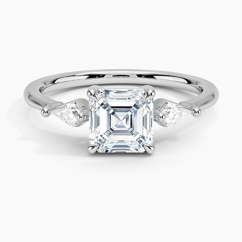 Cometa Three Stone Diamond Ring Platinum Asscher Engagement Ring