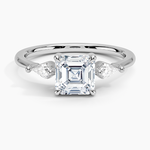 Cometa Three Stone Diamond Ring Platinum Asscher Engagement Ring