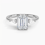 Cometa Three Stone Diamond Ring Platinum Emerald Engagement Ring