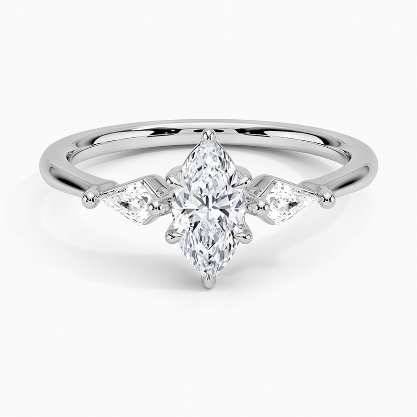 Cometa Three Stone Diamond Ring Platinum Marquise Engagement Ring