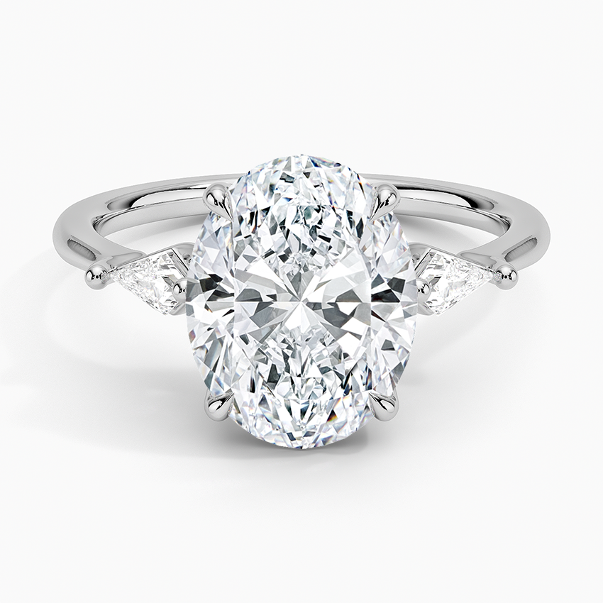Cometa Three Stone Diamond Ring Platinum Oval Engagement Ring
