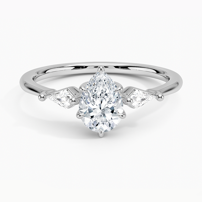 Cometa Three Stone Diamond Ring Platinum Pear Engagement Ring
