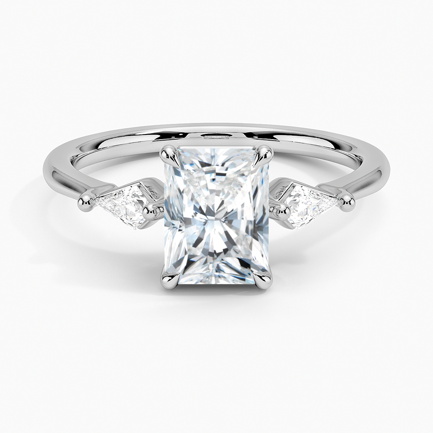 Cometa Three Stone Diamond Ring Platinum Radiant Engagement Ring