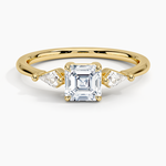 Cometa Three Stone Diamond Ring Yellow Gold 18k Asscher Engagement Ring