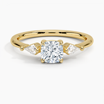 Cometa Three Stone Diamond Ring Yellow Gold 18k Cushion Engagement Ring