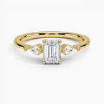 Cometa Three Stone Diamond Ring Yellow Gold 18k Emerald Engagement Ring