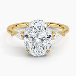 Cometa Three Stone Diamond Ring Yellow Gold 18k Oval Engagement Ring