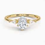 Cometa Three Stone Diamond Ring Yellow Gold 18k Pear Engagement Ring