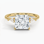 Cometa Three Stone Diamond Ring Yellow Gold 18k Princess Engagement Ring