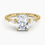 Cometa Three Stone Diamond Ring Yellow Gold 18k Radiant Engagement Ring