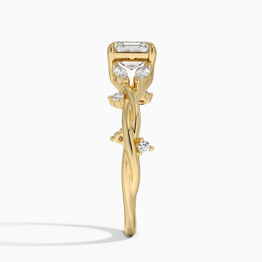 Azalea Twist Diamond Ring Yellow Gold 18k Asscher Engagement Ring
